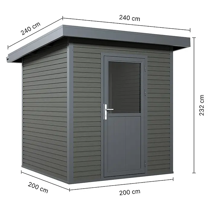 Linholm Gartenhaus Linia 2020 inkl. Dachrinnen-Set, 2-farbig Grau/Anthrazit - Außenmaß inkl. Dachüberstand (B x T): 282 x 282 cm, Grau/Anthrazit