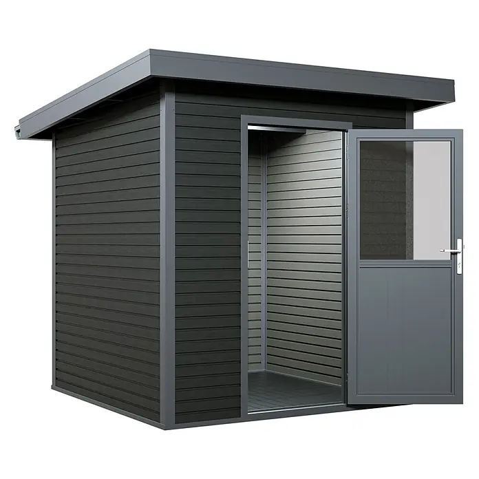 Linholm Gartenhaus Linia 2020 inkl. Dachrinnen-Set, 2-farbig Grau/Anthrazit - Außenmaß inkl. Dachüberstand (B x T): 282 x 282 cm, Grau/Anthrazit