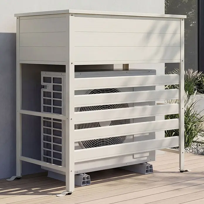 Proregal Garten-Aufbewahrungsbox Verkleidung für Klimaanlage/Wärmetauscher - Weiß, Metall