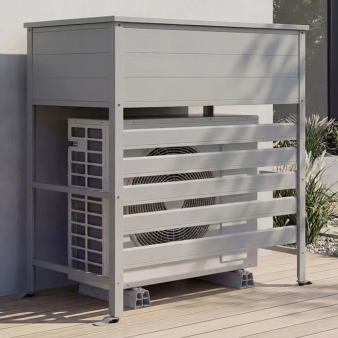 Proregal Garten-Aufbewahrungsbox Verkleidung für Klimaanlage/Wärmetauscher - Grau, Metall