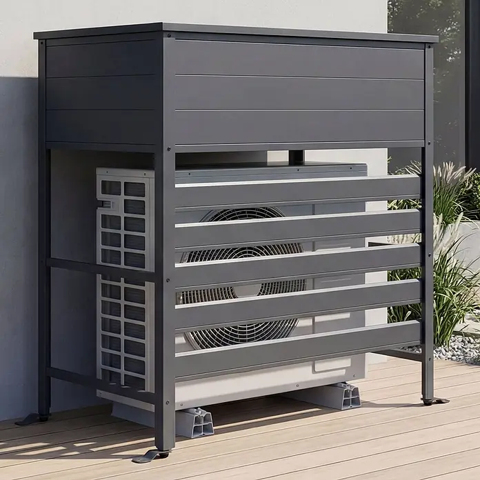 Proregal Garten-Aufbewahrungsbox Verkleidung für Klimaanlage/Wärmetauscher - Grau, Metall