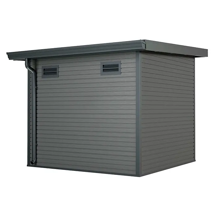 Linholm Gartenhaus Linia 2424 inkl. Dachrinnen-Set, 2-farbig Grau/Anthrazit - Außenmaß inkl. Dachüberstand (B x T): 280 x 280 cm, Grau/Anthrazit