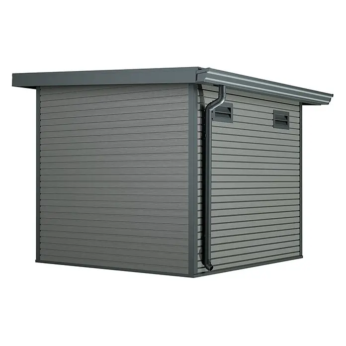 Linholm Gartenhaus Linia 2424 inkl. Dachrinnen-Set, 2-farbig Grau/Anthrazit - Außenmaß inkl. Dachüberstand (B x T): 280 x 280 cm, Grau/Anthrazit