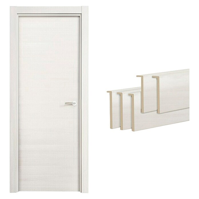 Solid Elements Pack puerta de interior Fresno Eslovenia (72,5 x 203 cm, Apertura según normativa: Izquierda, Blanco Fresno, Maciza) | BAUHAUS