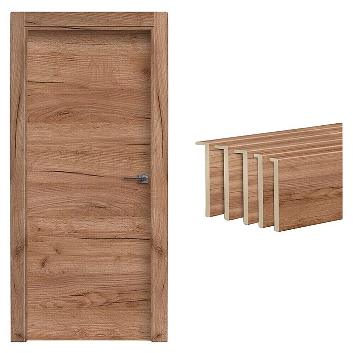 Solid Elements Pack puerta de interior Cognac (72,5 x 203 cm, Izquierda, Roble Coñac, Maciza) | BAUHAUS
