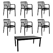 Sunfun Set de muebles de jardín Luciana y Calma (7 pzs., Aluminio y polipropileno, Negro) | BAUHAUS