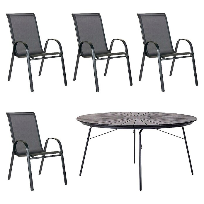 Set de muebles de jardín (5 pzs., Negro) | BAUHAUS