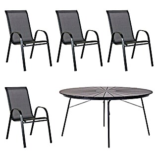 Set de muebles de jardín (5 pzs., Negro)
