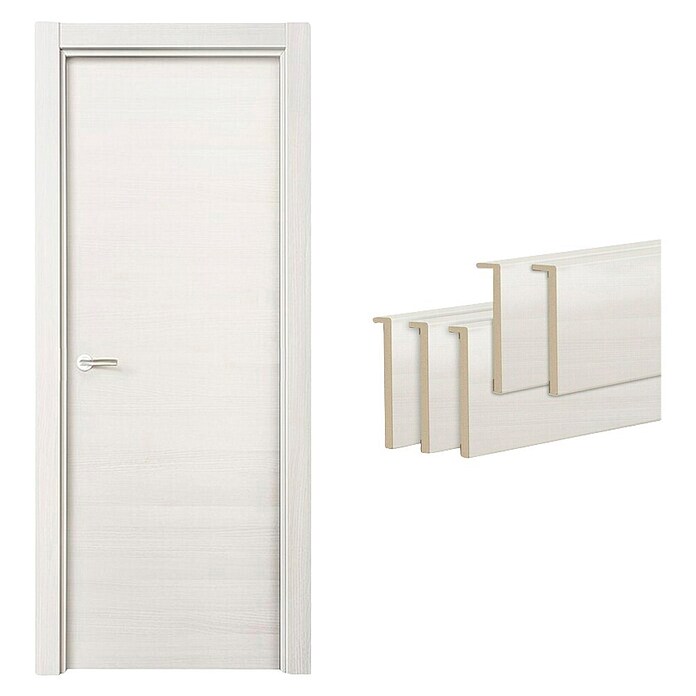 Solid Elements Pack puerta de interior Fresno Eslovenia (72,5 x 203 cm, Apertura según normativa: Derecha, Blanco Fresno, Maciza) | BAUHAUS
