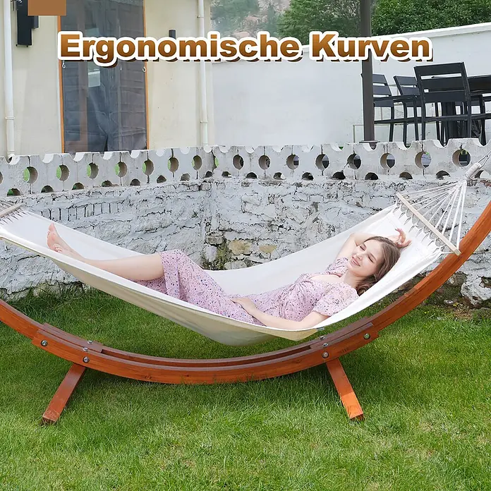 HOMAVO Hängematten-Set - L x B x H: 320 x 120 x 120 cm, Beige