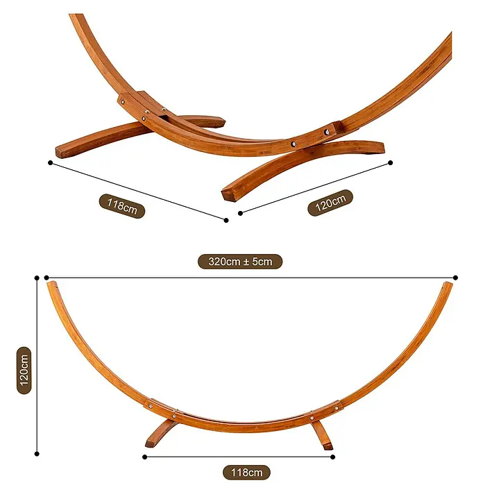 HOMAVO Hängematten-Set - L x B x H: 320 x 120 x 120 cm, Beige
