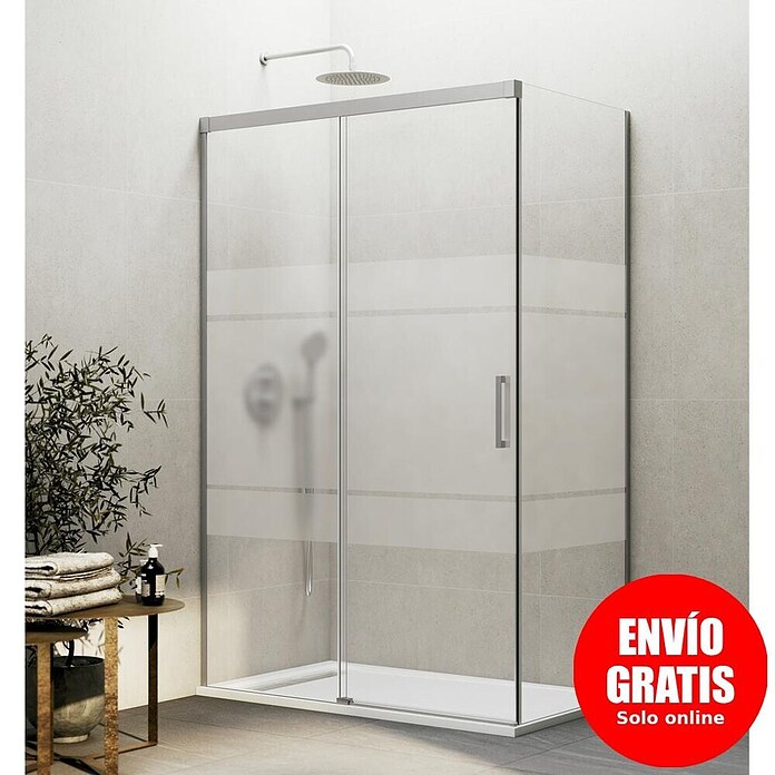 GME Mampara de ducha frontal Basic (L x An x Al: 70 x 115 x 196 cm, Vidrio serigrafiado, Nickel) | BAUHAUS