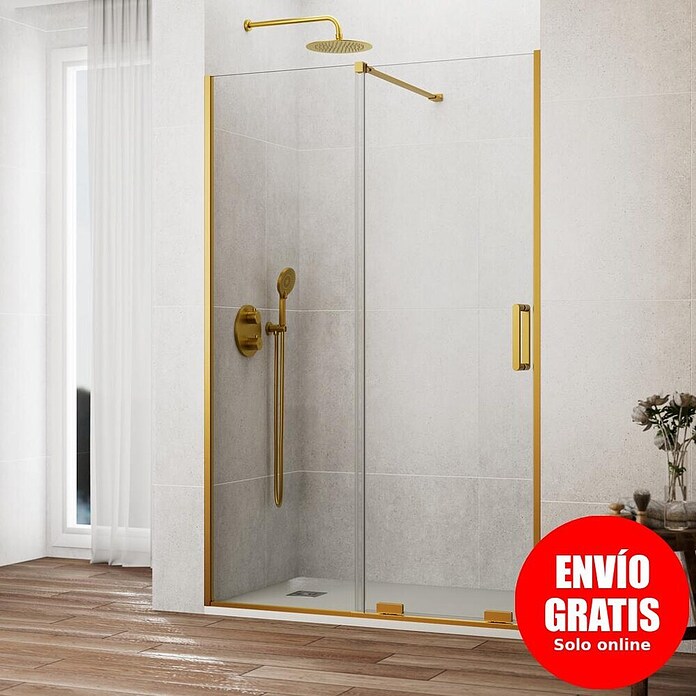 GME Mampara de ducha frontal Kenna (160 x 195 cm, Espesor de vidrio: 8 mm, Dorado) | BAUHAUS