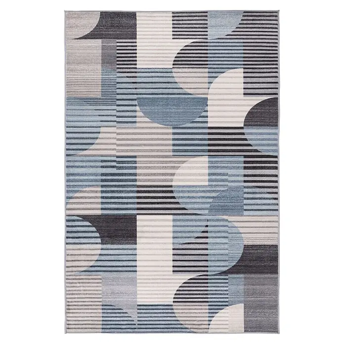 Kayoom Kurzflorteppich Bluster 425 - Blau, 290 x 200 cm, 100 % Polyester - Draufsicht