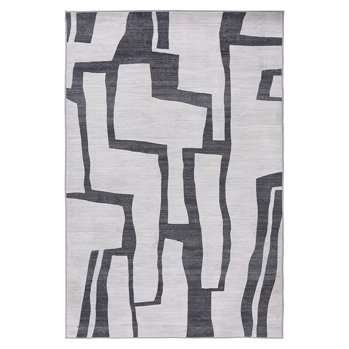 Kayoom Kurzflorteppich Bluster 325 - Silber, 170 x 120 cm, 100 % Polyester - Draufsicht