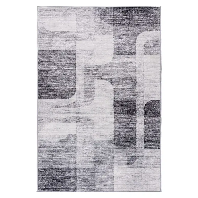 Kayoom Kurzflorteppich Bluster 225 - Silber, 230 x 160 cm, 100 % Polyester - Draufsicht