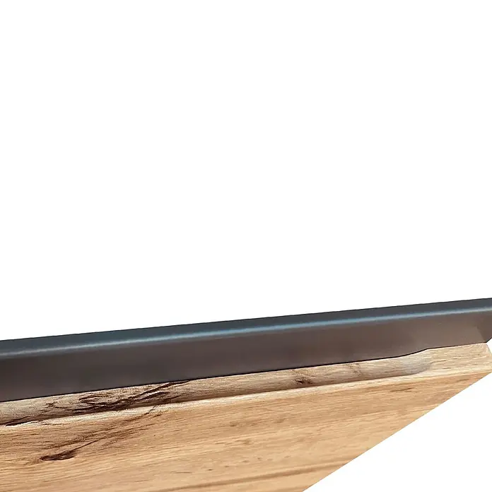 Held Möbel Küchenleerblock Catania Typ 2 - Breite: 300 cm, Eiche, Ohne Elektrogeräte - Holzpaneel mit Naturmaserung und dunkelgrauem, integriertem Kantengriff.