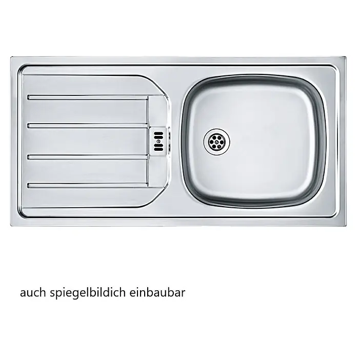 Held Möbel Küchenleerblock Genua Typ 2 - Breite: 300 cm, Grau, Ohne Elektrogeräte - Edelstahl Spülbecken mit Becken und Abtropffläche, beidseitig einbaubar.