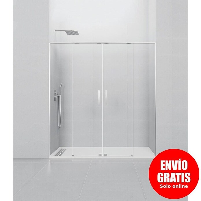GME Mampara de ducha frontal Twenty Spazio (160 x 195 cm, Espesor de vidrio: 6 mm, Cromo) | BAUHAUS