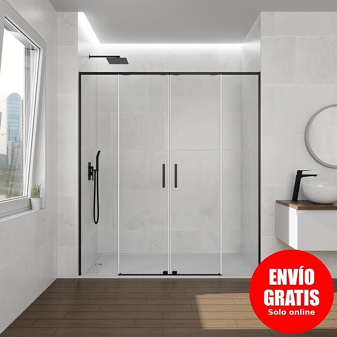 GME Mampara de ducha frontal Twenty Spazio (160 x 195 cm, Espesor de vidrio: 6 mm, Negro) | BAUHAUS