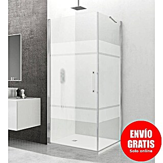 GME Mampara de ducha esquinera Open Combi A frontal + lateral (L x An x Al: 65 x 70 x 195 cm, Plata brillo, Espesor de vidrio: 6 mm)