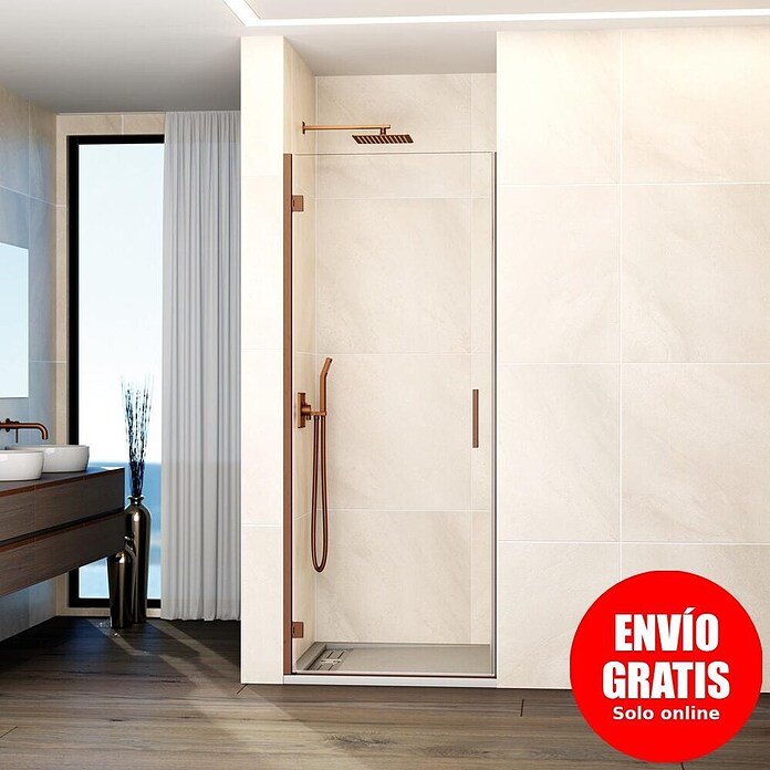 GME Mampara de ducha frontal Glass A (80 x 195 cm, Espesor de vidrio: 6 mm, Cobre) | BAUHAUS