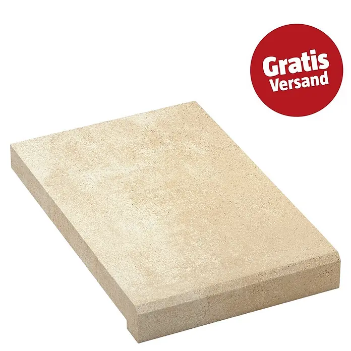 SAS Tessera Poolrandplatte - 32,8 x 50 x 6 cm, Beige/Grau, Beton - Hellbeige, rechteckige Pflasterplatte oder Stufe mit strukturierter Oberfläche.