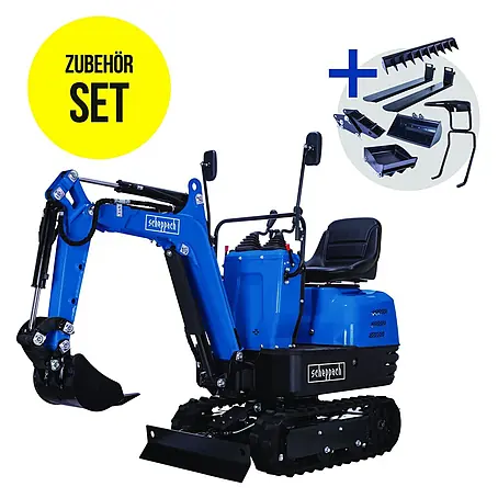 Scheppach  Minibagger EXC815 inkl. XXL Zubehör-Set