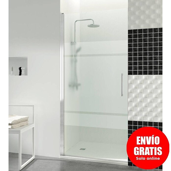 GME Mampara de ducha frontal Open Combi A (80 x 195 cm, Vidrio serigrafiado, Plata brillo) | BAUHAUS