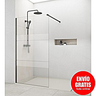 GME Mampara de ducha fija Screen Frost (An x Al: 108 x 195 cm, Vidrio serigrafiado, Titanio)