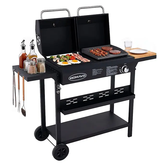 HOMAVO Hybrid-Grill - Grillfläche (B x T): 33 x 12 cm, 3,8 kW, Anzahl Brenner: 1 Stk.