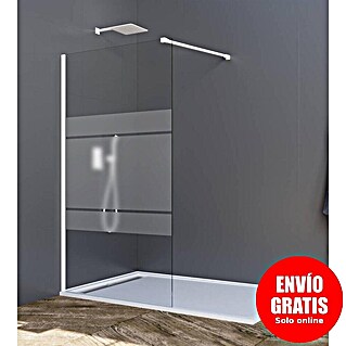 GME Mampara de ducha fija + brazo Screen (An x Al: 68 x 195 cm, Vidrio serigrafiado, Blanco)