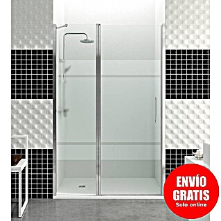 GME Mampara de ducha frontal Open Combi D (150 x 195 cm, Espesor de vidrio: 6 mm, Plata brillo, An x Al: 150 (60/85) x 195 cm)