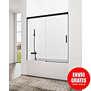 GME Mampara para bañera Basic (An x Al: 165 x 150 cm, Vidrio transparente, Negro)