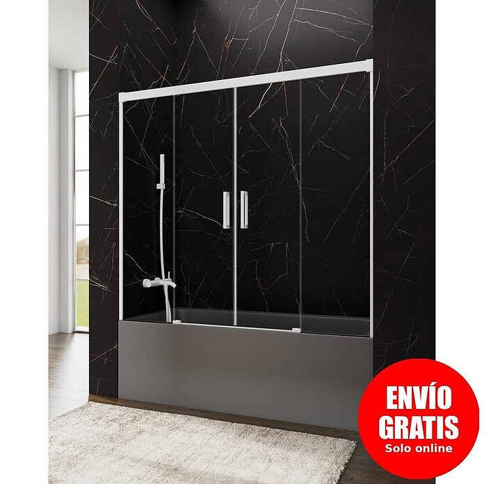 GME Mampara para bañera Basic Spazio (An x Al: 182 x 150 cm, Vidrio transparente, Blanco) | BAUHAUS