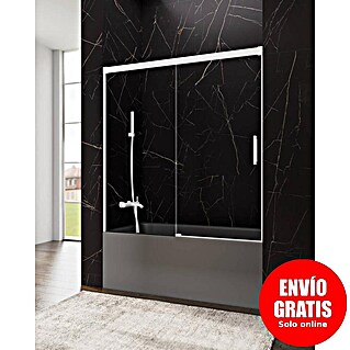 GME Mampara para bañera Basic (An x Al: 160 x 150 cm, Vidrio transparente, Blanco)