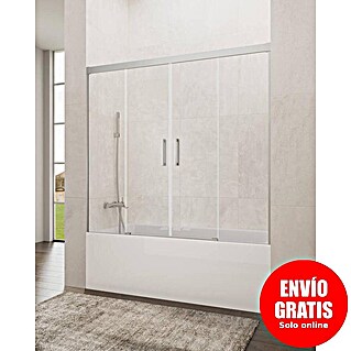 GME Mampara para bañera Basic Spazio (An x Al: 182 x 150 cm, Vidrio transparente, Cromo)