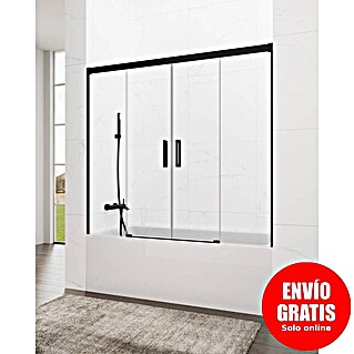 GME Mampara para bañera Basic Spazio (An x Al: 182 x 150 cm, Vidrio transparente, Negro)