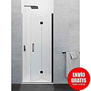 GME Mampara de ducha plegable Glass Combi 1 (90 x 195 cm, Negro, Espesor de vidrio: 6 mm, An x Al: 90 (50/40) x 195 cm)