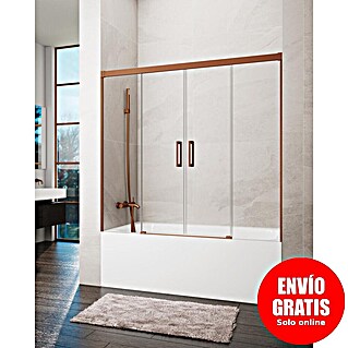 GME Mampara para bañera Basic Spazio (An x Al: 180 x 150 cm, Vidrio transparente, Cobre)