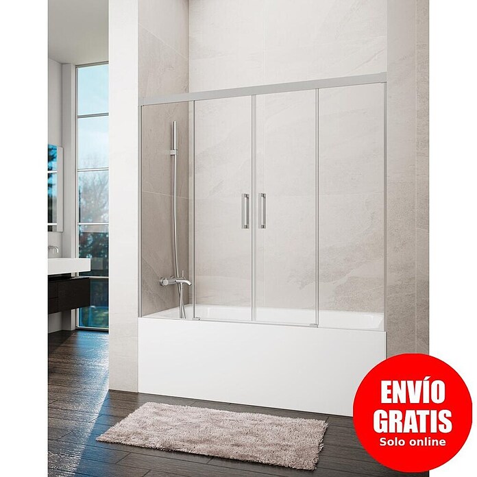 GME Mampara para bañera Basic Spazio (An x Al: 170 x 150 cm, Vidrio transparente, Níquel) | BAUHAUS
