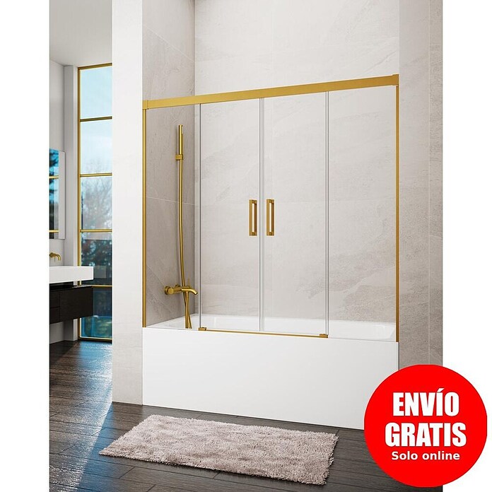 GME Mampara para bañera Basic Spazio (An x Al: 180 x 150 cm, Vidrio transparente, Oro) | BAUHAUS