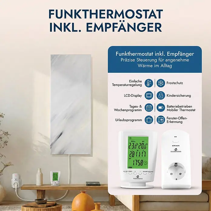 Marwona Infrarotheizkörper Infrarotheizung - B x H: 20 x 1.000 mm, 800 W, Bianco 800 Watt