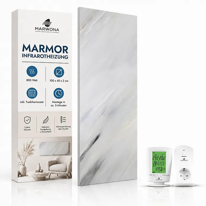 Marwona Infrarotheizkörper Infrarotheizung - B x H: 20 x 1.000 mm, 800 W, Bianco 800 Watt
