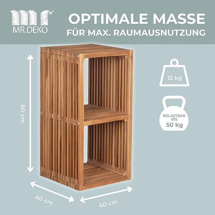 Bene Living Gewächshaus-Regal Teakregal 2 Fächer - 40 x 40 x 80 cm, Natur