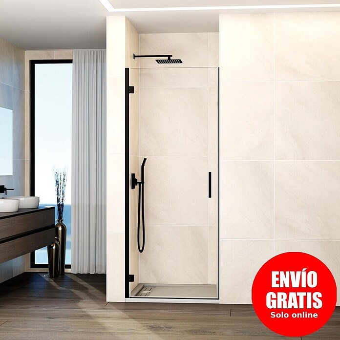 GME Mampara de ducha frontal Glass A (80 x 195 cm, Espesor de vidrio: 6 mm, Negro) | BAUHAUS