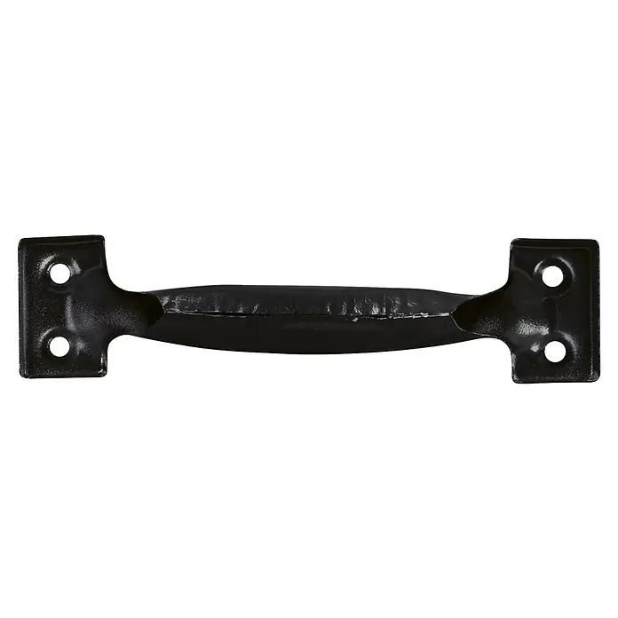 Walteco Möbelgriff - Länge: 150 mm, Stahl - Schwarzer, strukturierter Metallgriff mit zentraler Griffzone und Schraubenlöchern.