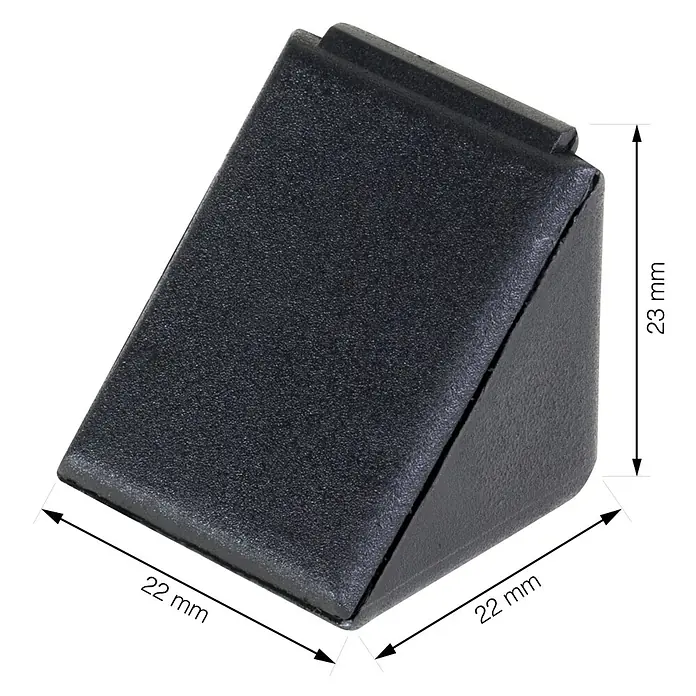 Walteco Winkelverbinder - L x B x H: 22 x 23 x 22 mm, Kunststoff - Schwarzer, strukturierter Kunststoff-Eckenschutzkappe, 22x22x23mm.