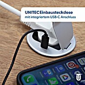 UniTEC Einbausteckdose Tischsteckdose mit USB C (Schwarz, Silber, Kabellänge: 1,5 m) | BAUHAUS