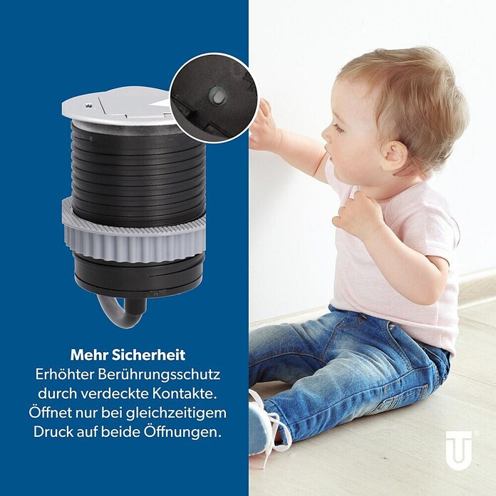 UniTEC Einbausteckdose Tischsteckdose mit USB C (Schwarz, Silber, Kabellänge: 1,5 m) | BAUHAUS